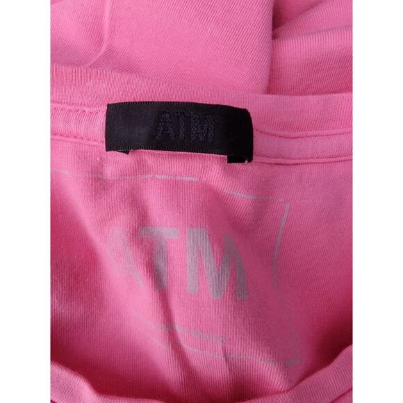 ATM Anthony Thomas Melillo T-shirt Dress Sz Large Barbie Pink Stretch Crewneck - Picture 8 of 11